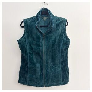 Vtg Woolrich kinsdale corduroy wide whale full zip vest Atlantic green women med